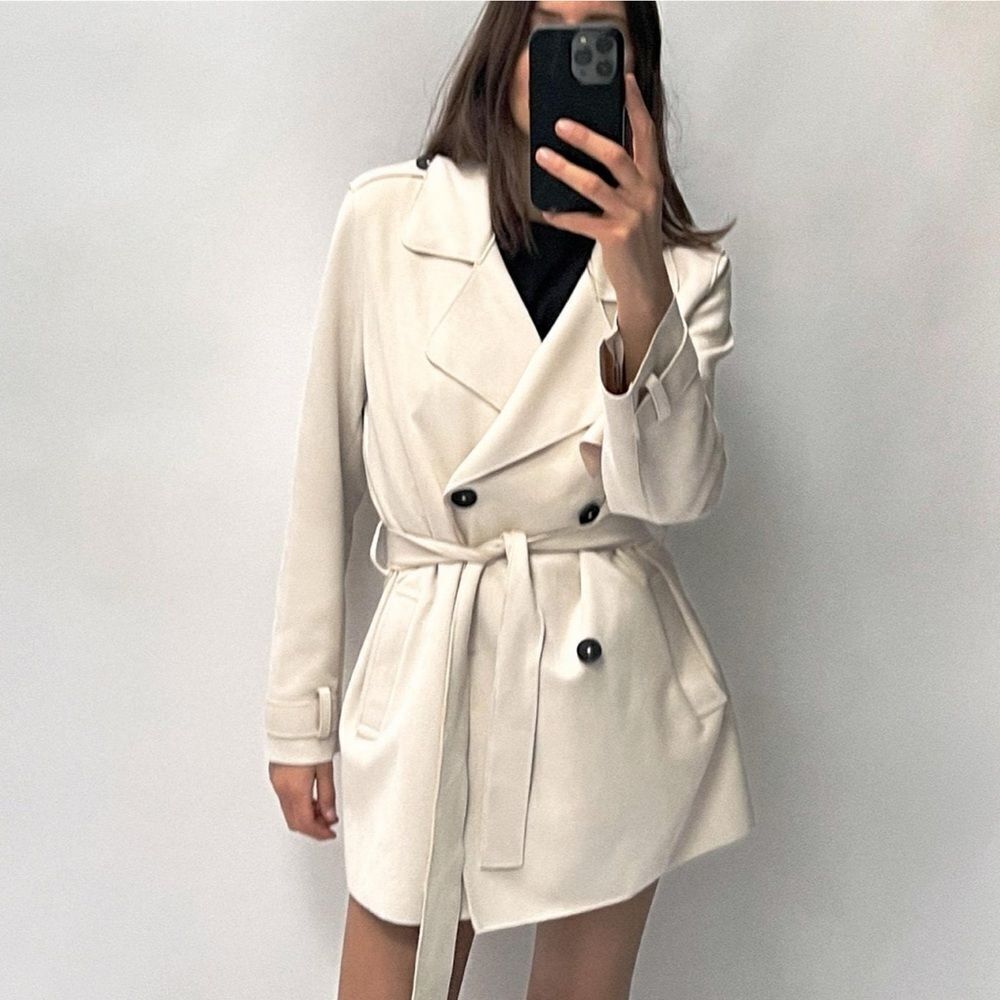 Zara faux suede trench coat NWT